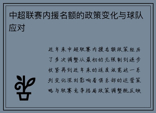 中超联赛内援名额的政策变化与球队应对